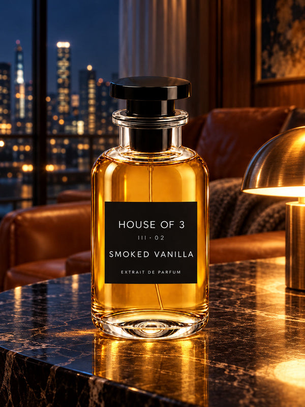 HOUSE OF 3 III · 02 SMOKED VANILLA – Nächtliche Lounge mit warmem Licht und Skyline