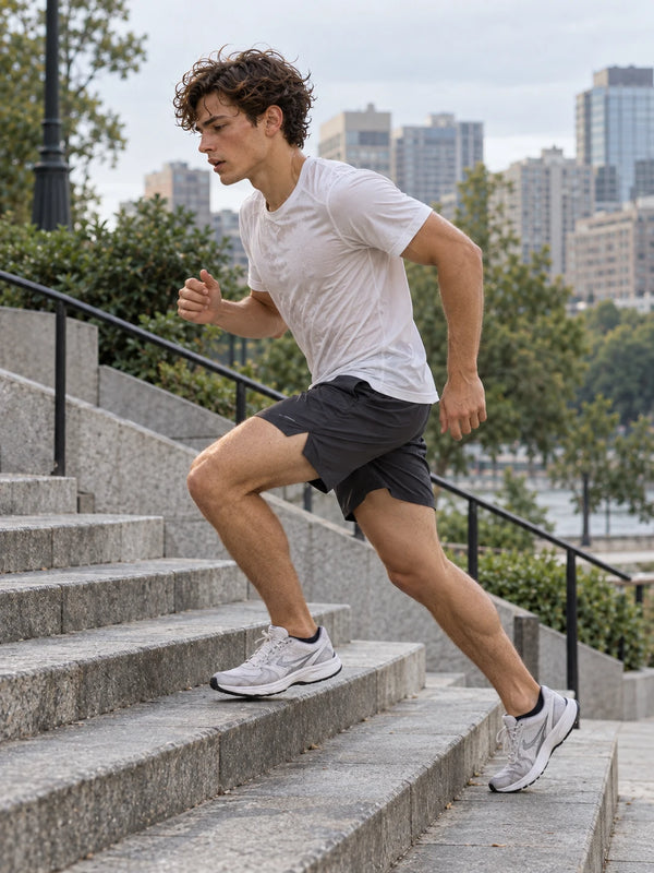 MOMENTUM – The Contender beim Treppentraining in der Stadt.